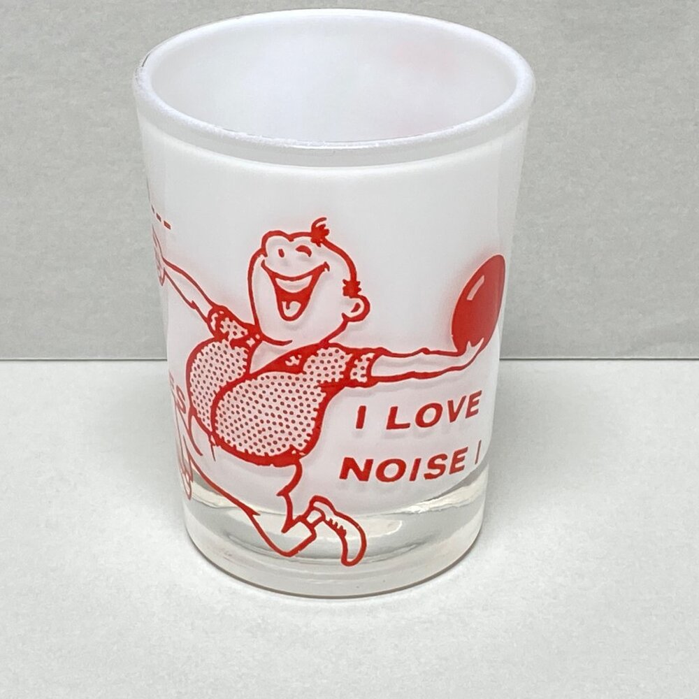 Vintage "I Love Noise" Shot Glass With Bowling Design